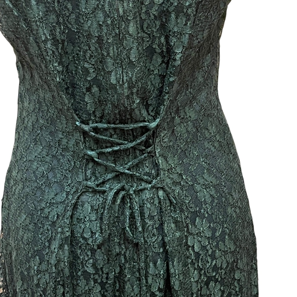 VTG Fredericks of Hollywood Green Lace Dress Corset 11 Fairy Grunge Whimsigoth - Picture 8 of 16